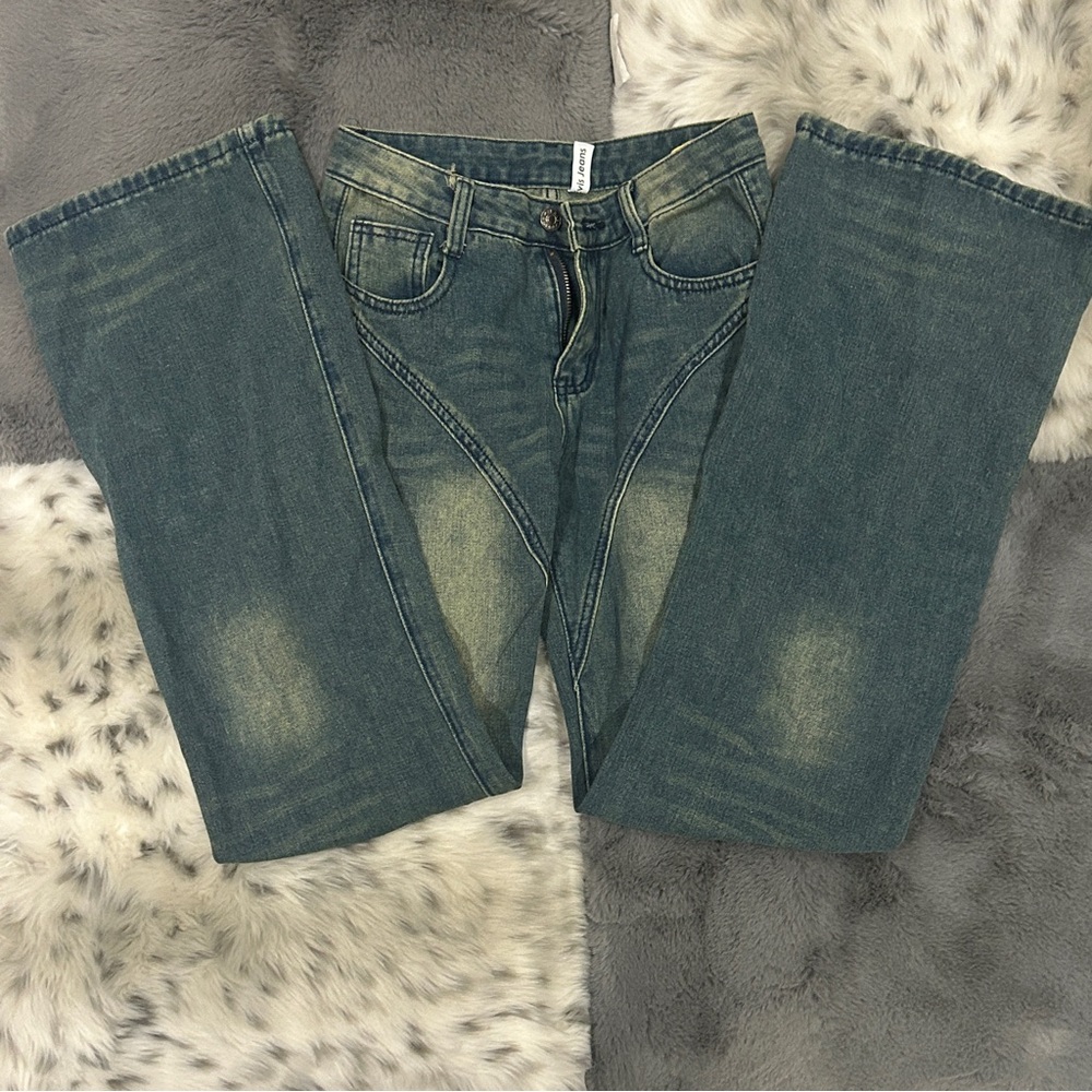 Blue Washed Flared Stylish Jeans